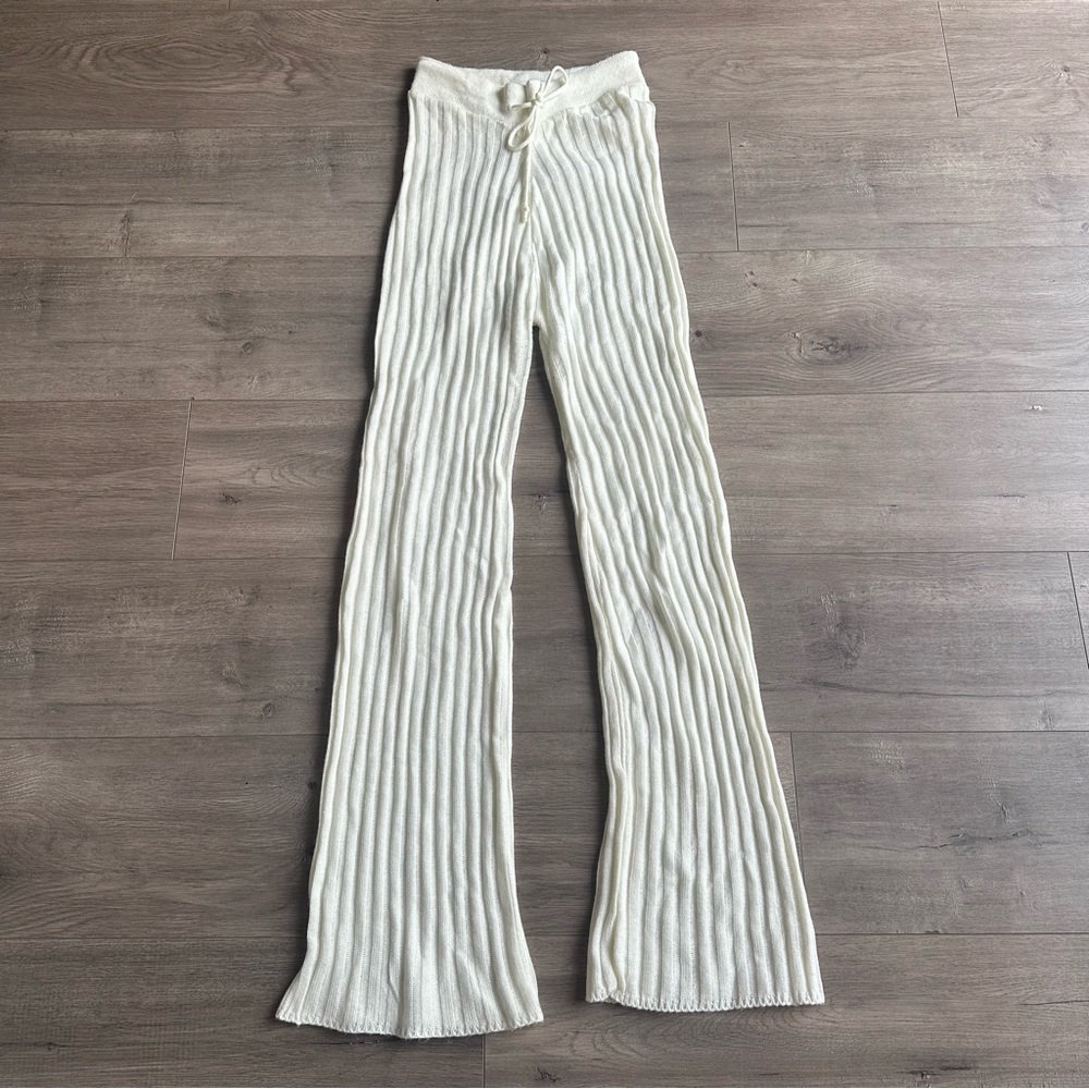 NastyGal Knit Wide Leg Flare Lounge Pants - size medium